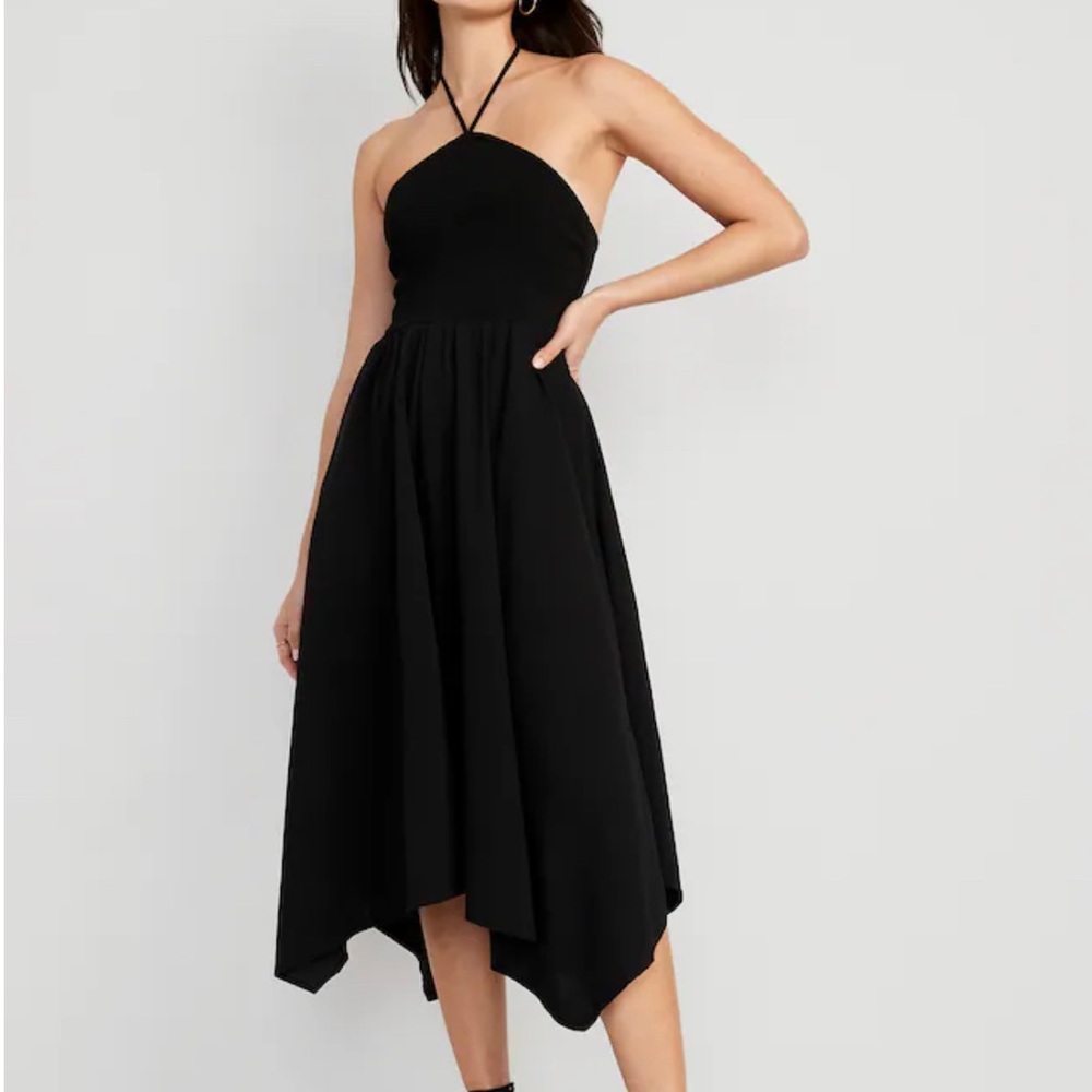 Halter Black Midi Dress
